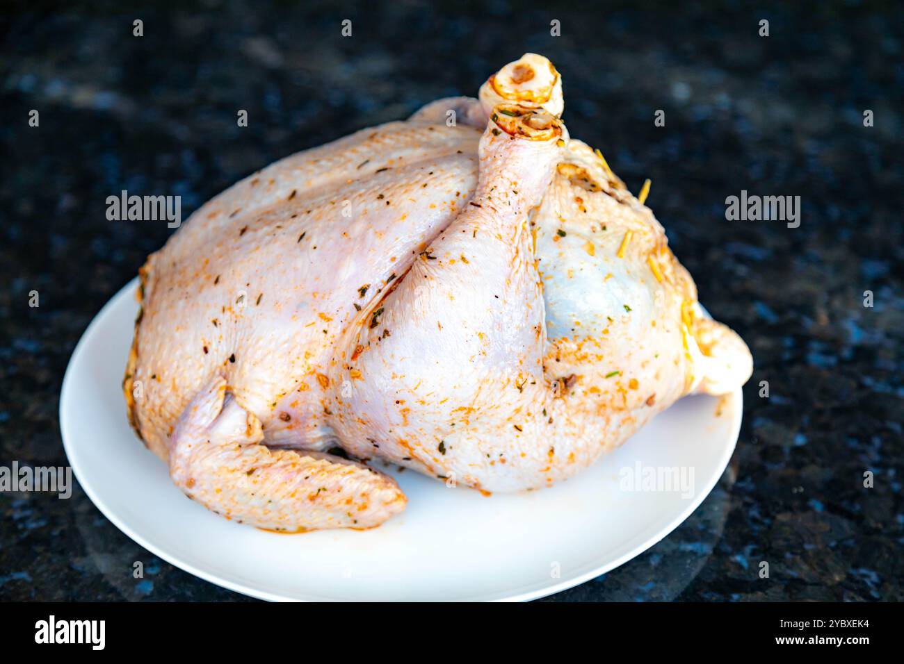 Rustic roast chicken stuffed with farofa Stock Photo - Alamy