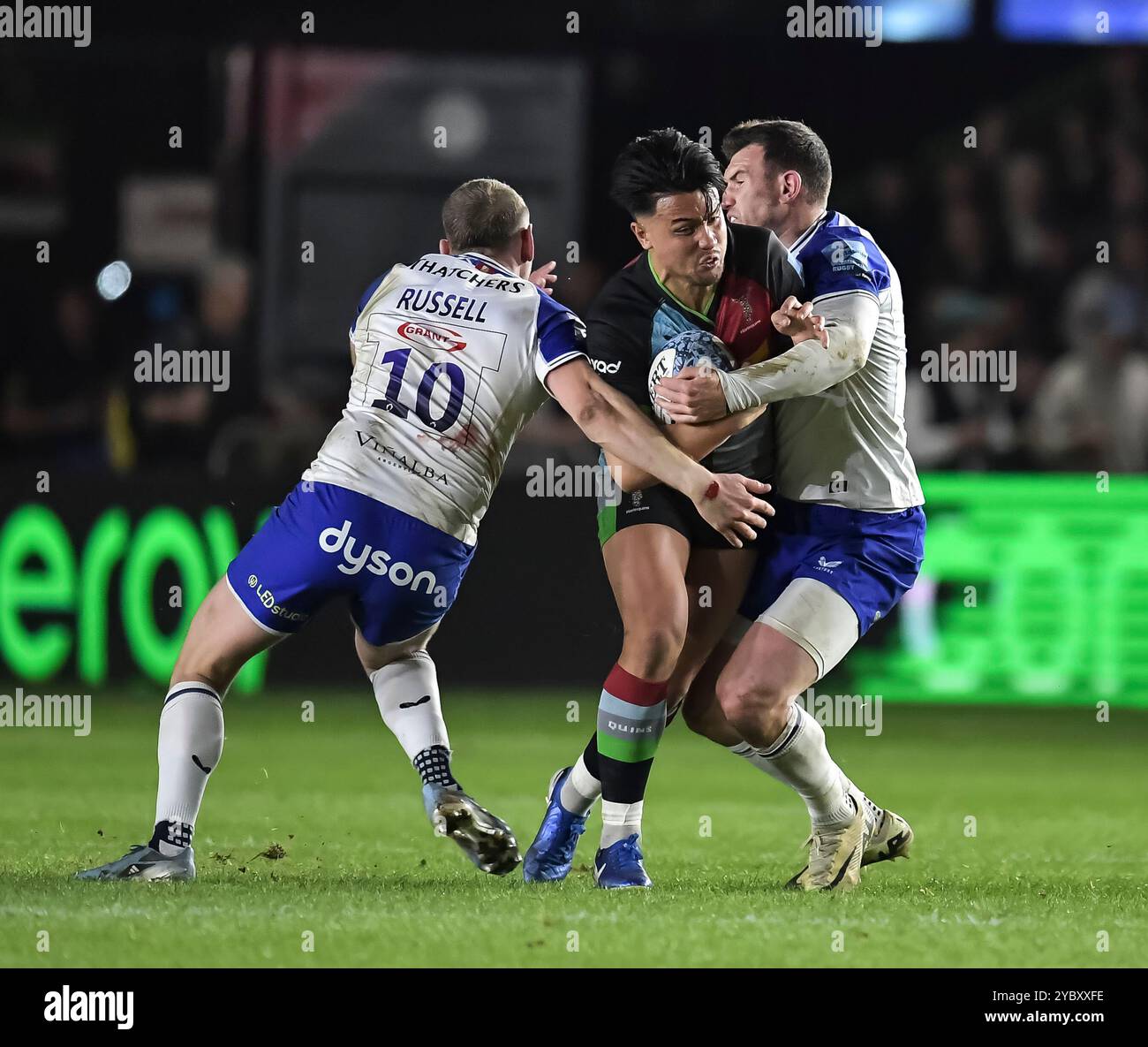 Marcus Smith of Harlequins in action during the Gallagher Premiership match between Harlequins v Bath Rugby, The Stoop, Twickenham, London UK on Saturday 19th 2024. Photo by Gary Mitchell Stock Photo