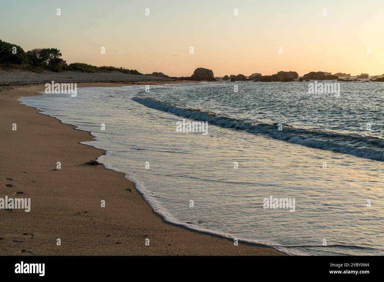 Evening light on a beach in Brittany Stock Photo