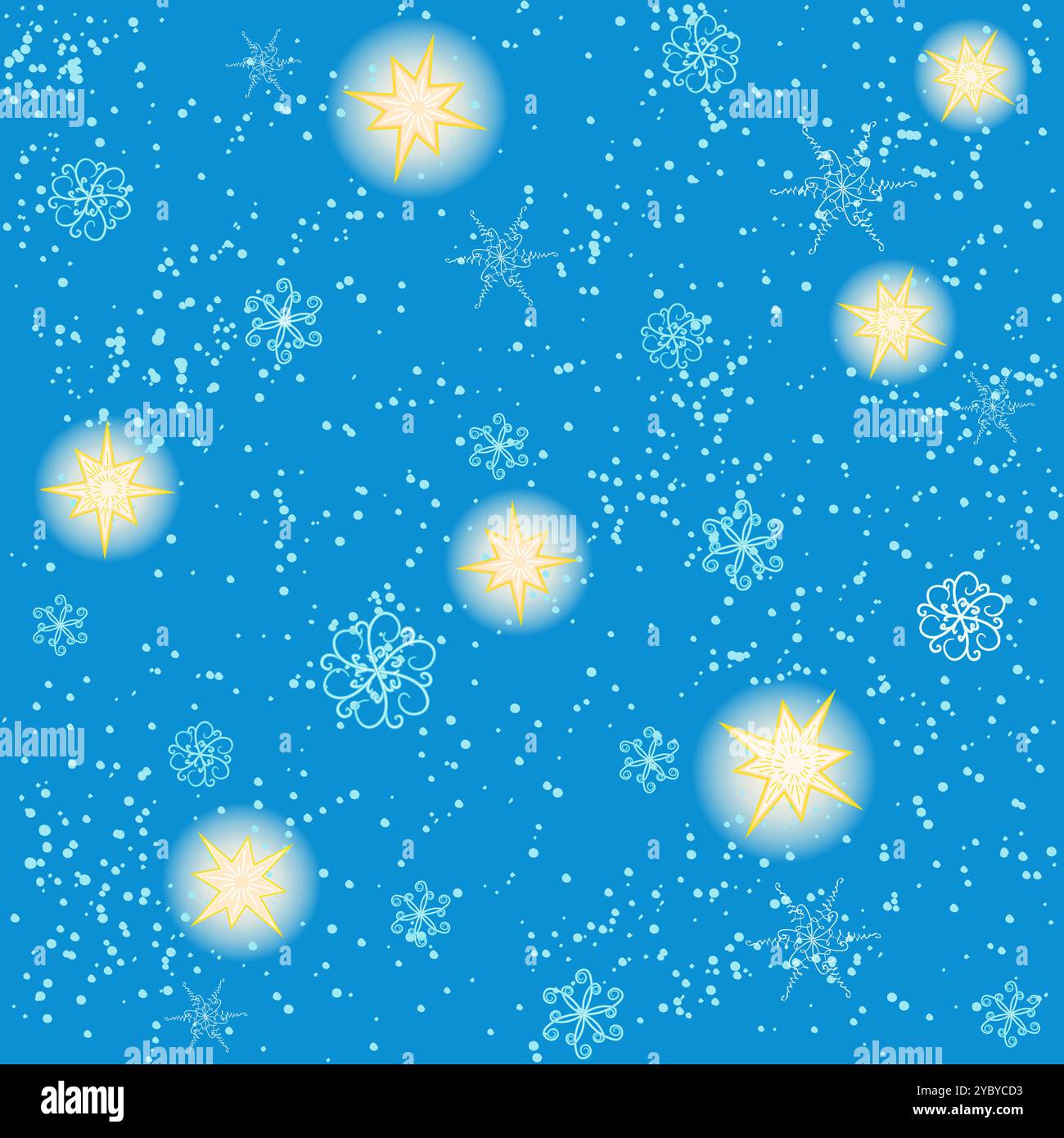 Seamless pattern with shining stars and snowflakes Stock Vector