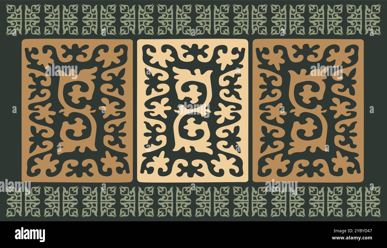 Ethnic patterns. Traditions of nomads, Kazakh steppes, Asian Mongolian ...