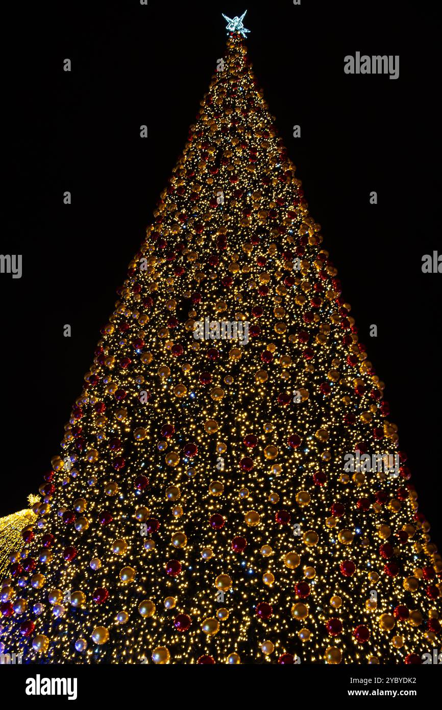 Christmas tree in the town square Stock Photo