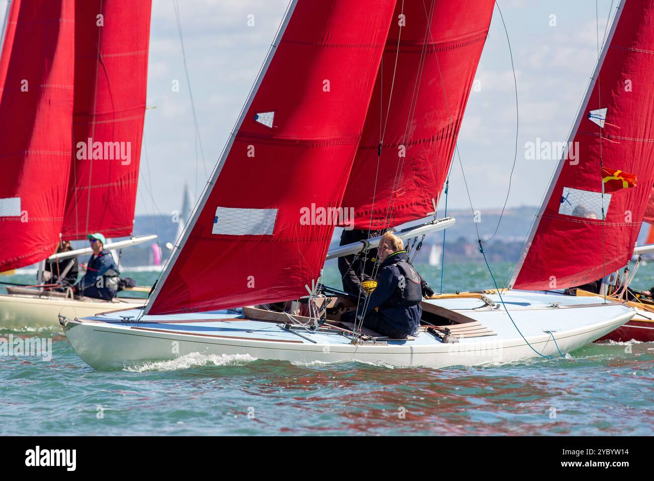 Bem Racing Bembridge Redwing class yachts racing in Cowes Week 2022 Stock Photo ...