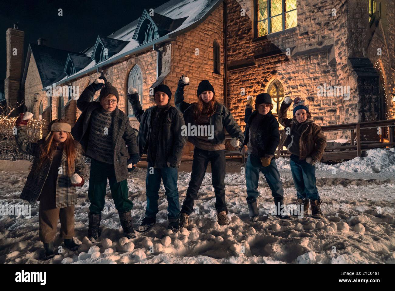 RELEASE DATE: November 8, 2024. TITLE: Best Christmas Pageant Ever. STUDIO: Lionsgate. DIRECTOR: Dallas Jenkins. PLOT: Nobody is ready for the mayhem and surprises that ensue when six of the worst youngsters disrupt the town's yearly Christmas performance. STARRING: Kynlee Heiman as Gladys Herdman, Matthew Lamb as Claude Herdman, Mason Nelligan as Ralph Herdman, Beatrice Schneider as Imogene Herdman, Ewan Wood as Leroy Herdman and Essek Moore as Ollie Herdman. (Credit Image: © Lionsgate/Entertainment Pictures/ZUMAPRESS.com) EDITORIAL USAGE ONLY! Not for Commercial USAGE! Stock Photo