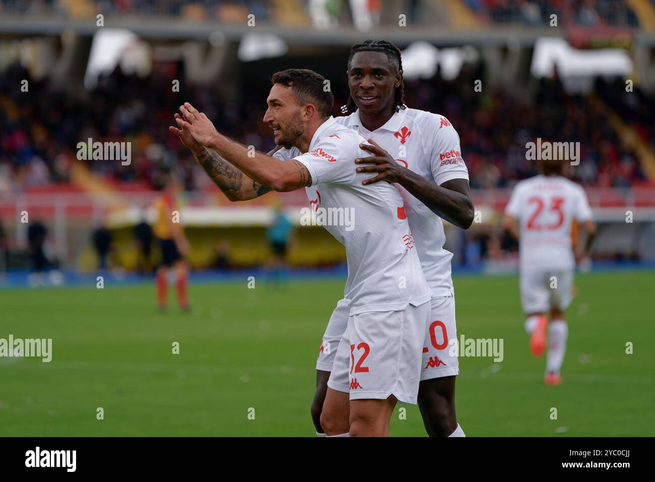 Danilo Cataldi of Fiorentina celebrates after scoring a goal with Moise ...