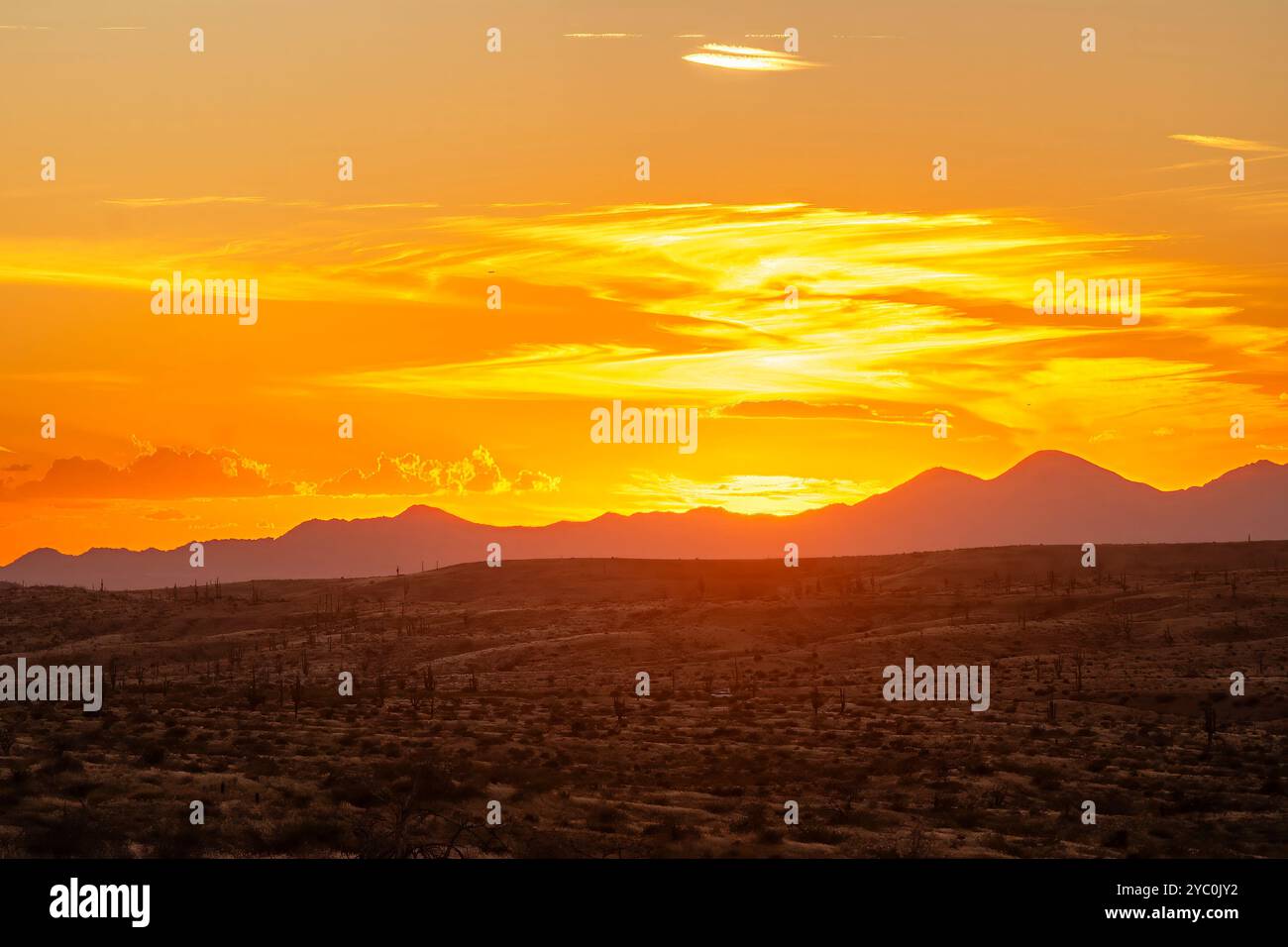 The Evening Sky Is On Fire Stock Photo