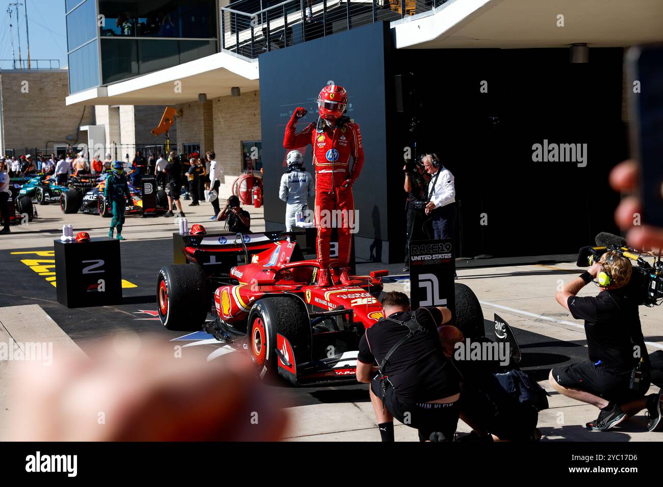 LECLERC Charles (mco), Scuderia Ferrari SF-24, portrait celebrates his ...