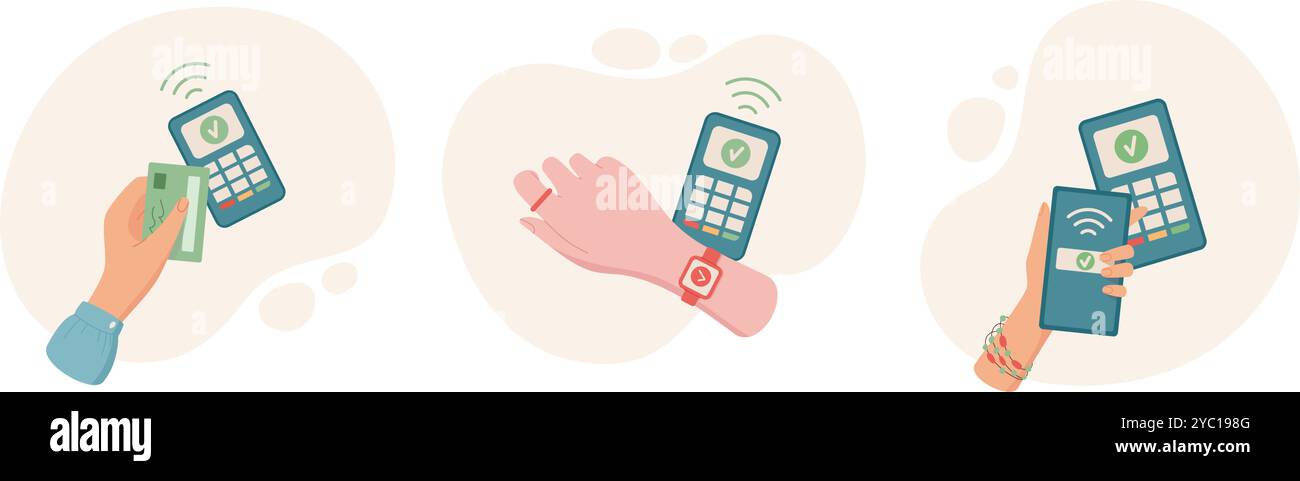 Digital Payment Hand Set Stock Vector