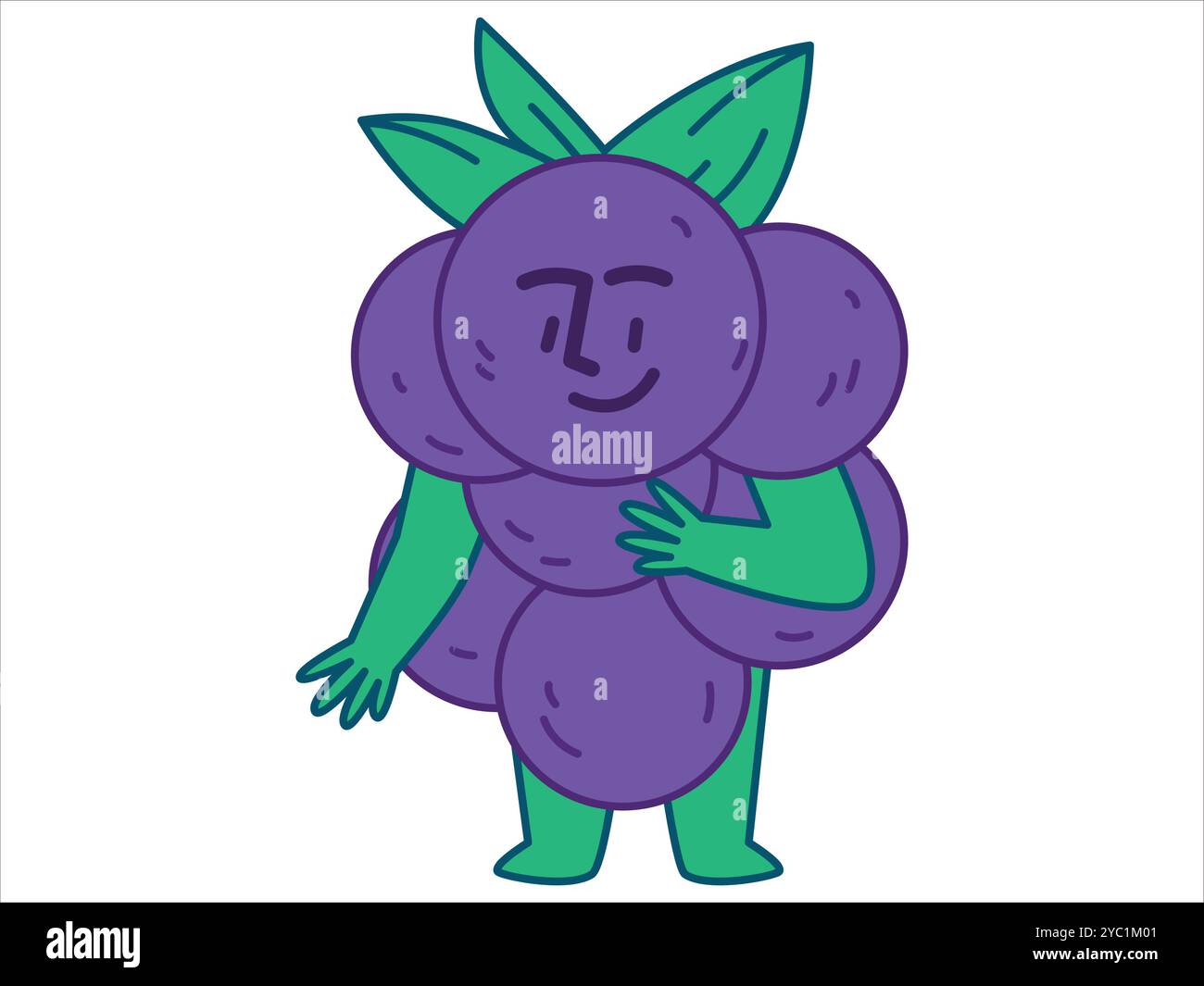 Grape character smiling expression child kids cartoon colorful art fruit icon set design Stock Vector