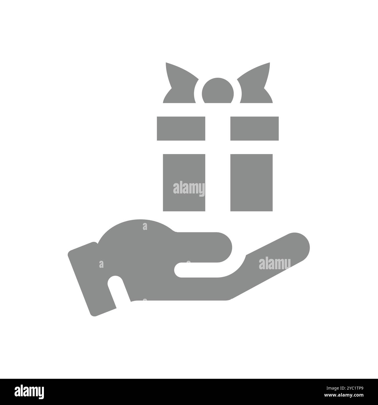 Gift box and a hand vector icon. Shopping delivery or free of charge symbol. Stock Vector