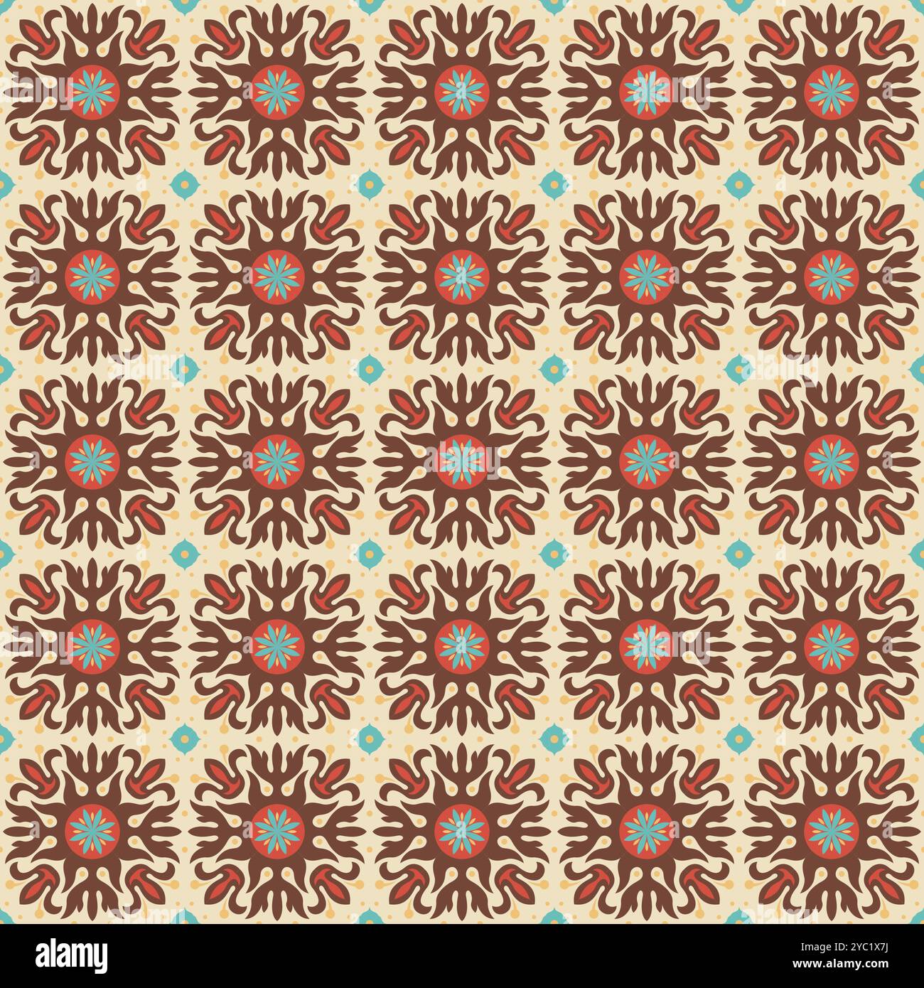 Vintage Tile Pattern Design. Talavera Pattern Vector Stock Vector