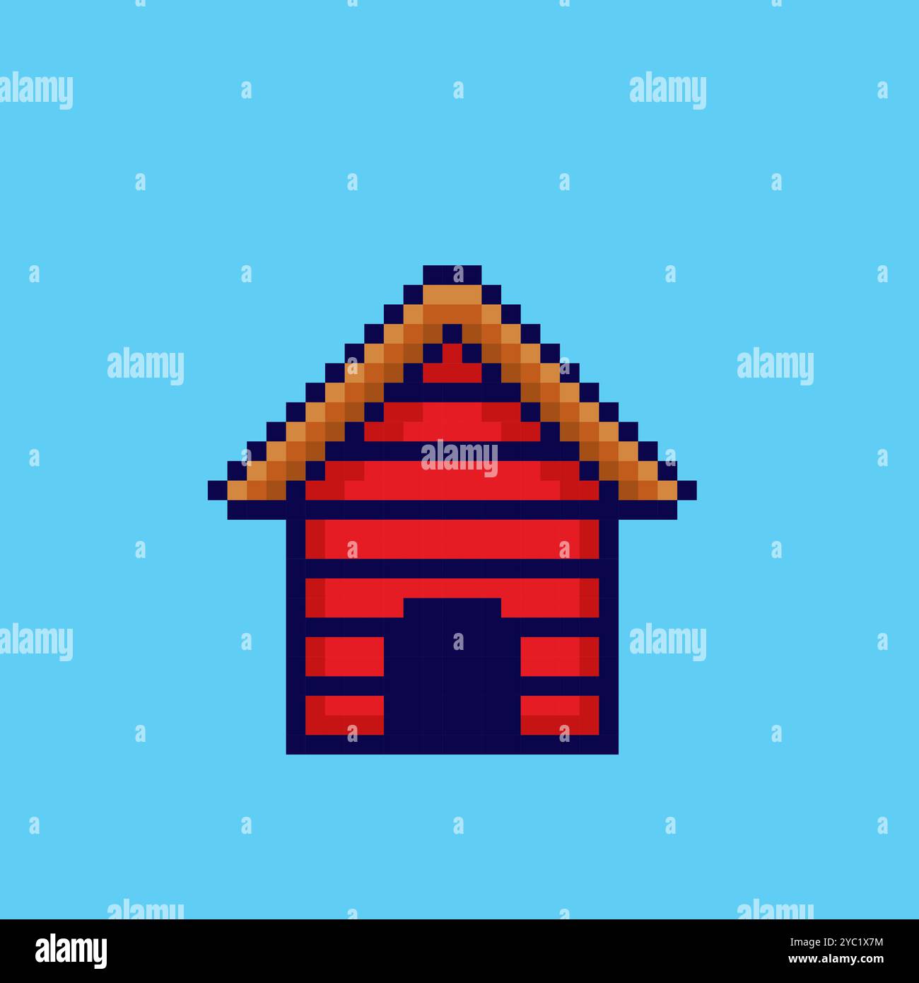 Pixel art Wooden Dog house game asset design Stock Vector Image & Art ...