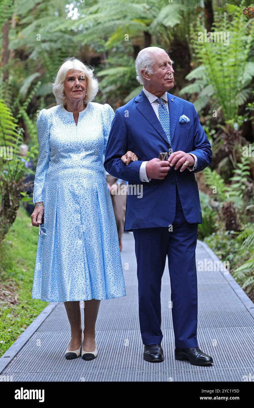 King Charles III and Queen Camilla during a tour of the Australian ...