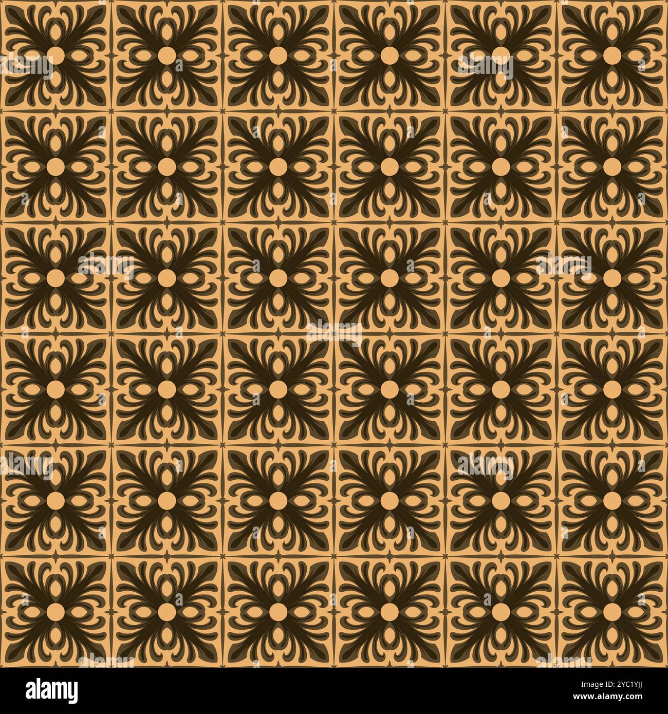 Vintage Tile Seamless Pattern With Brown Color Combination. Talavera ...
