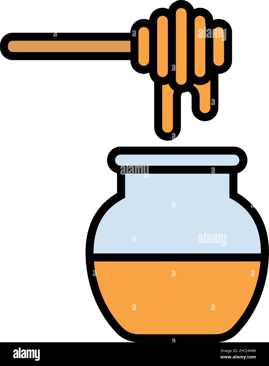 Honey jar and honey Dipper icon. Editable vector. Stock Vector