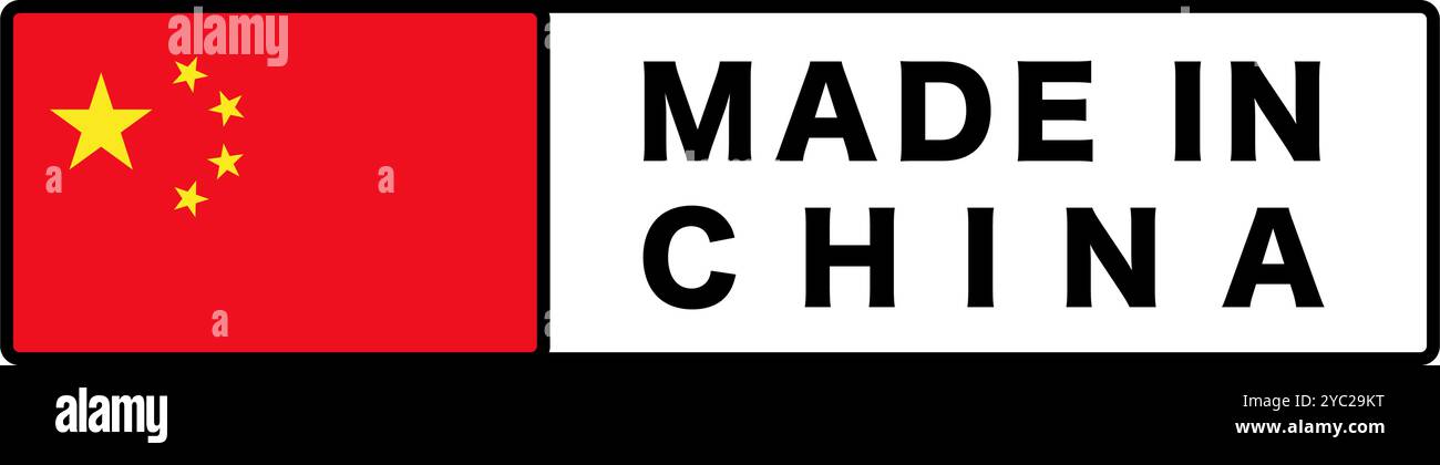 MADE IN CHINA icon. Chinese flag and label. Editable vector Stock ...