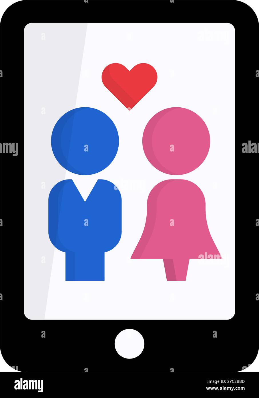 Male and female dating app smartphone icon. Editable vector. Stock Vector
