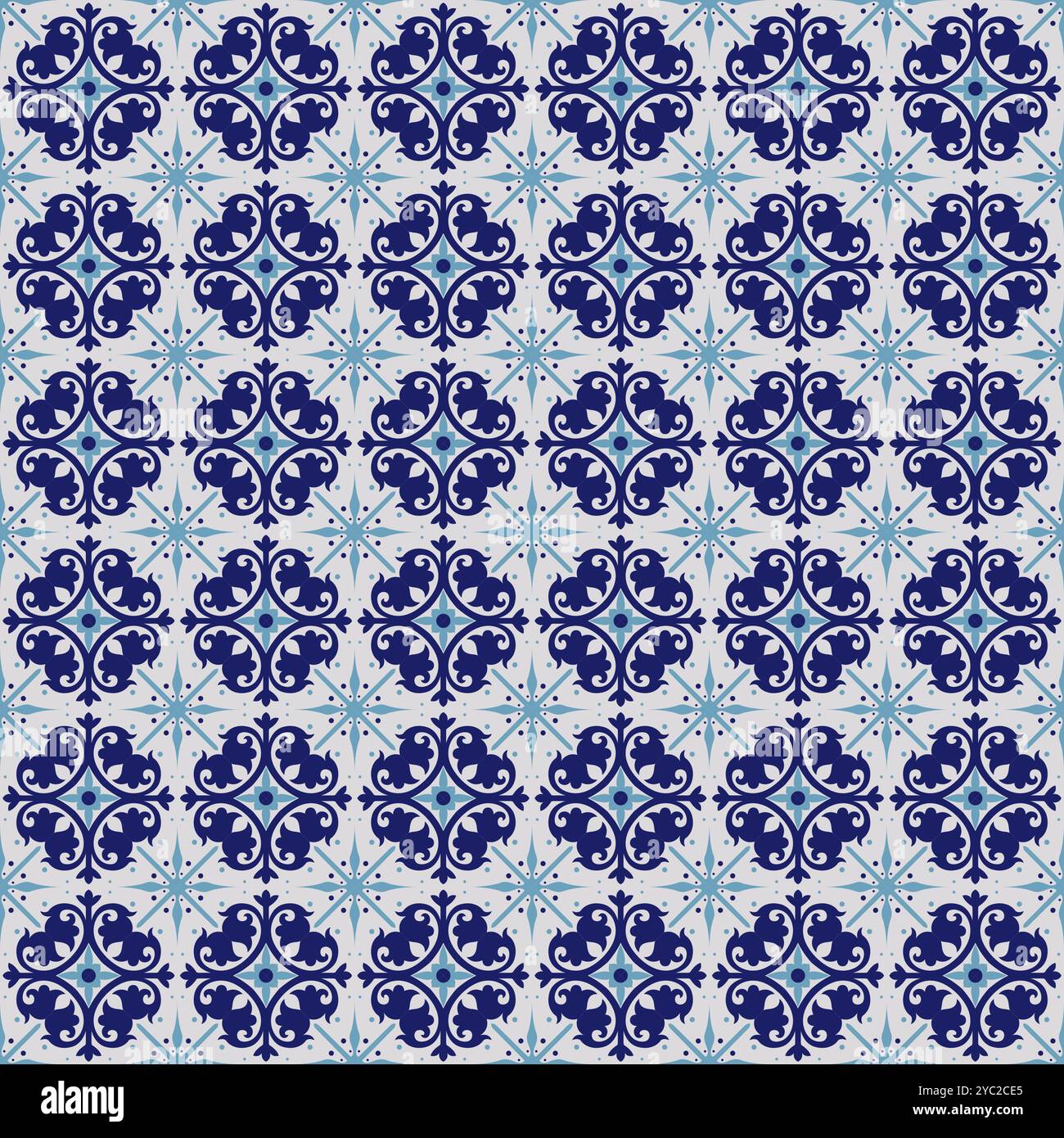 azulejo floor tiles pattern. Abstract geometric background. seamless mediterranean pattern Stock Vector