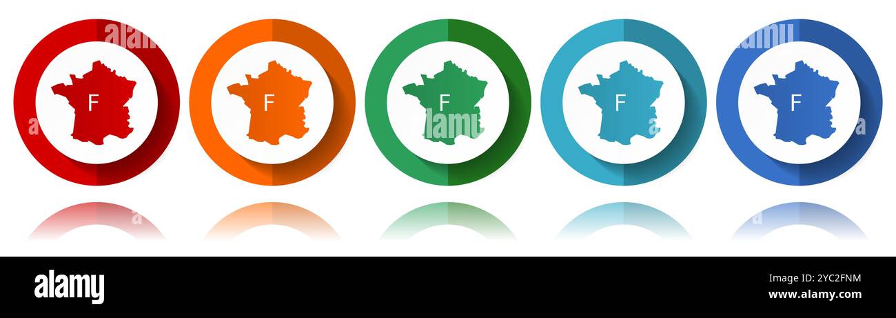 Map of France vector icons, flat icon set for logo design, webdesign ...