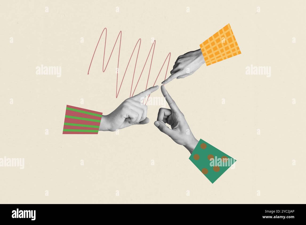 Composite trend artwork sketch image collage of group three different ...