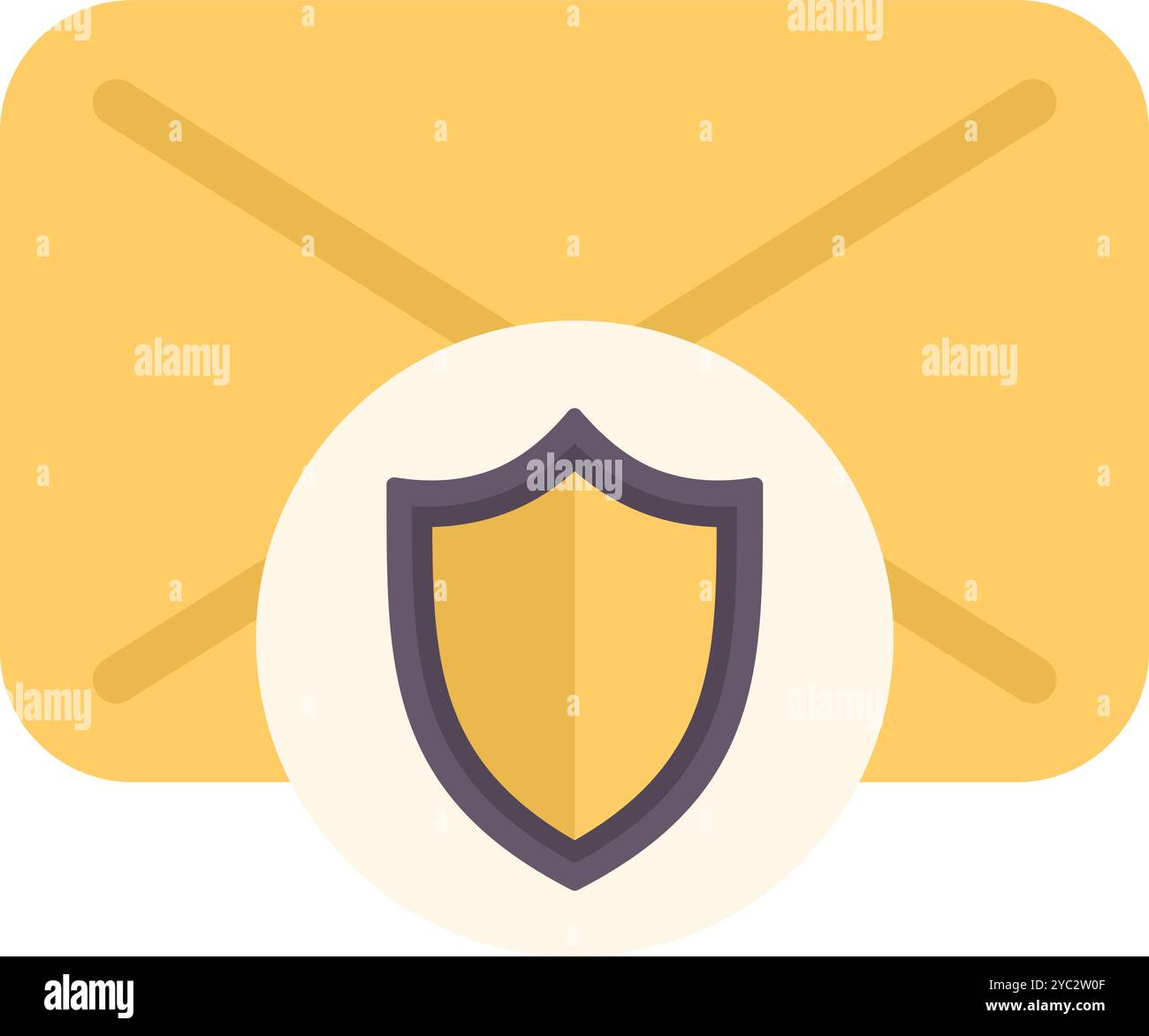 Yellow envelope with a shield icon, representing secure and protected email communication Stock Vector