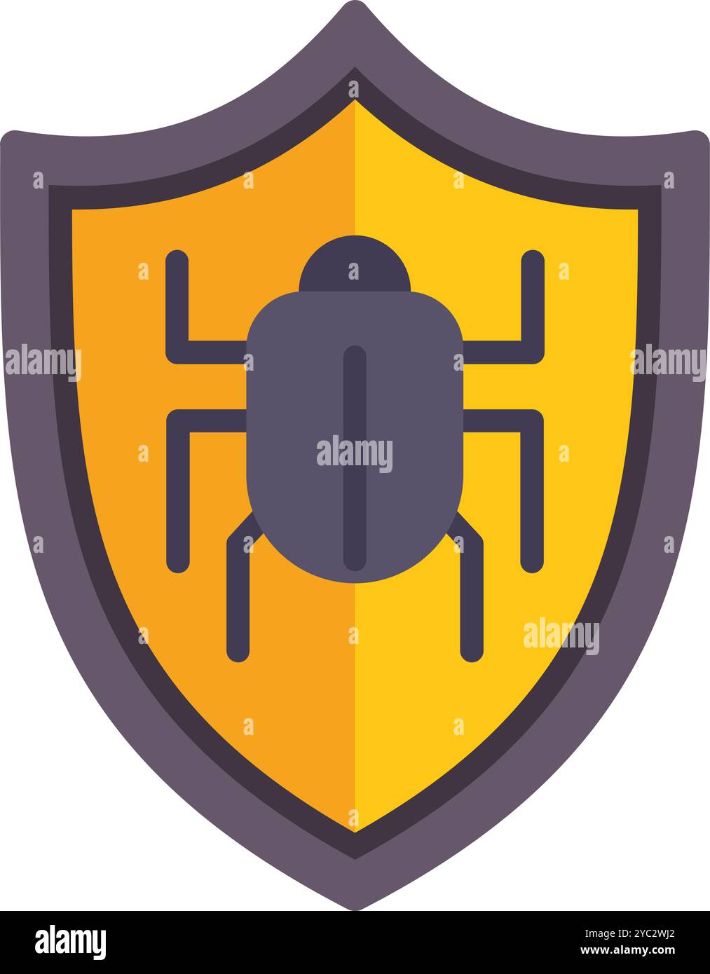 Shield is protecting a device from an electronic bug, ideal for representing antivirus software Stock Vector