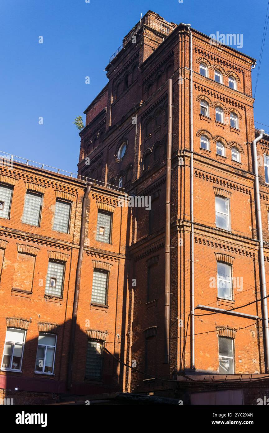 industrial architectural background, vintage factory building against a ...