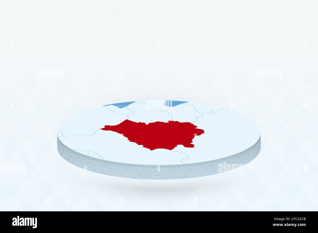 3D Isometric Map Highlighting Belarus in Red. Vector illustration. Stock Vector