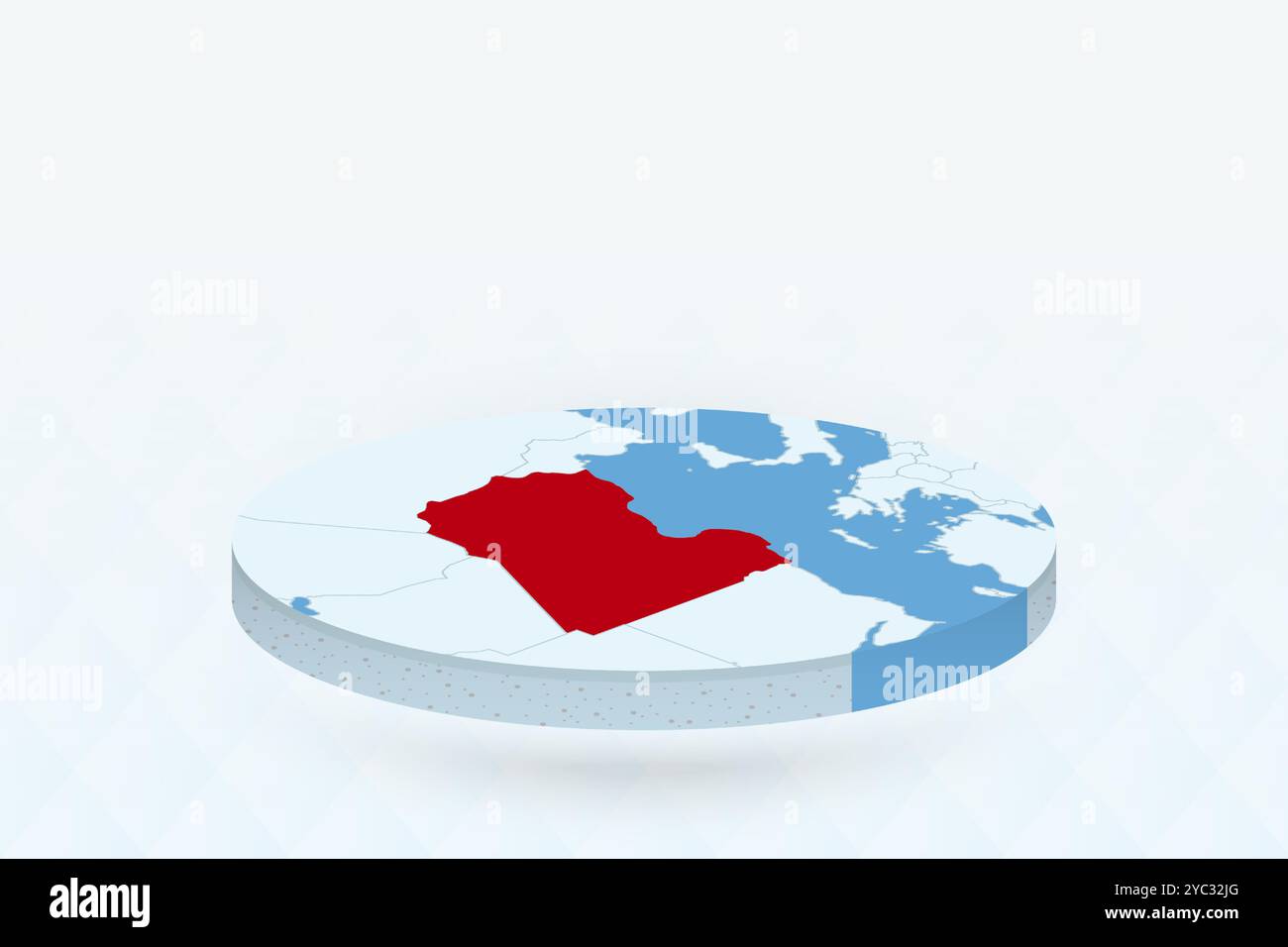 3D Isometric Map Highlighting Libya in Red. Vector illustration Stock ...