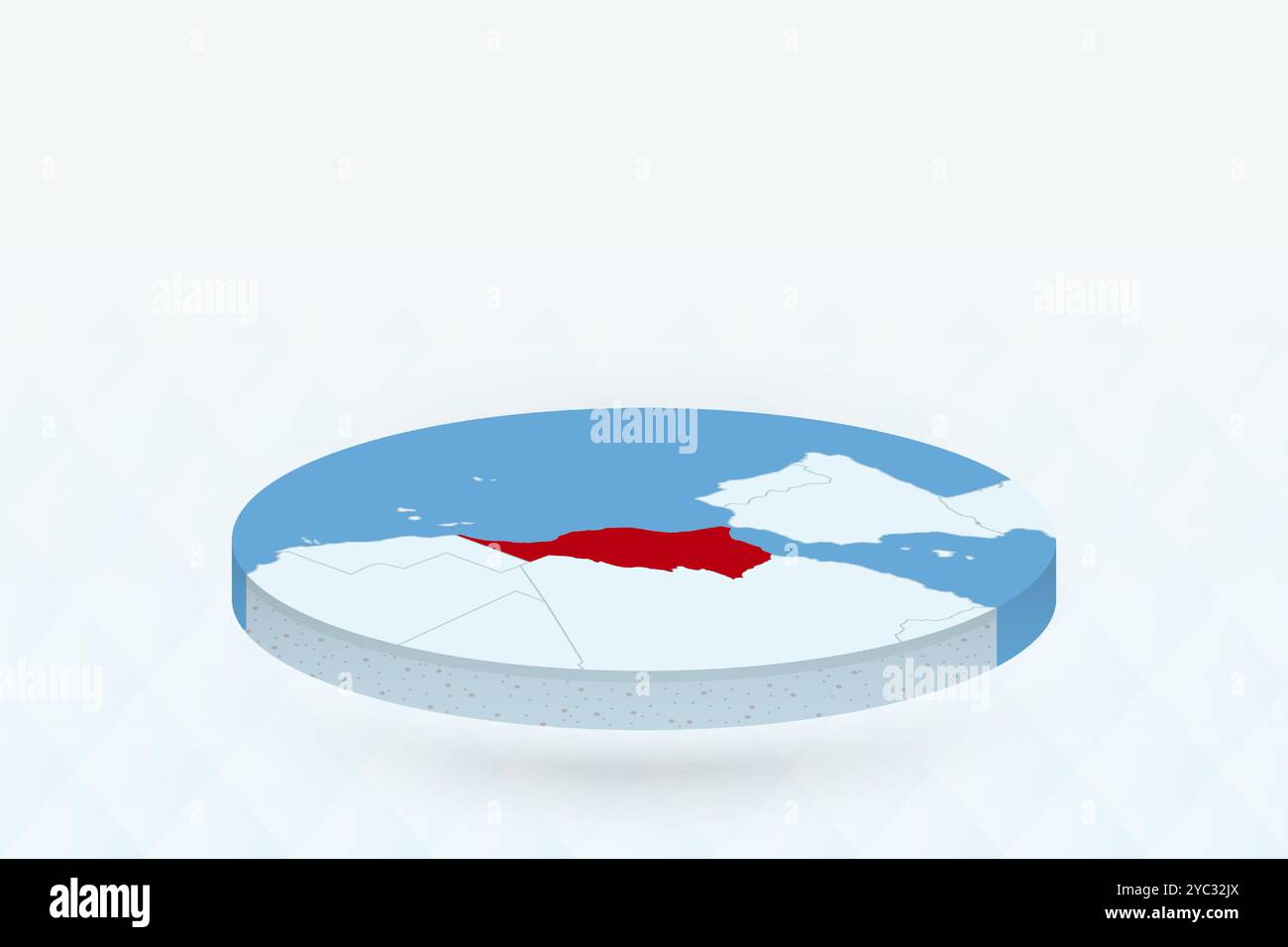 3D Isometric Map Highlighting Morocco in Red. Vector illustration. Stock Vector