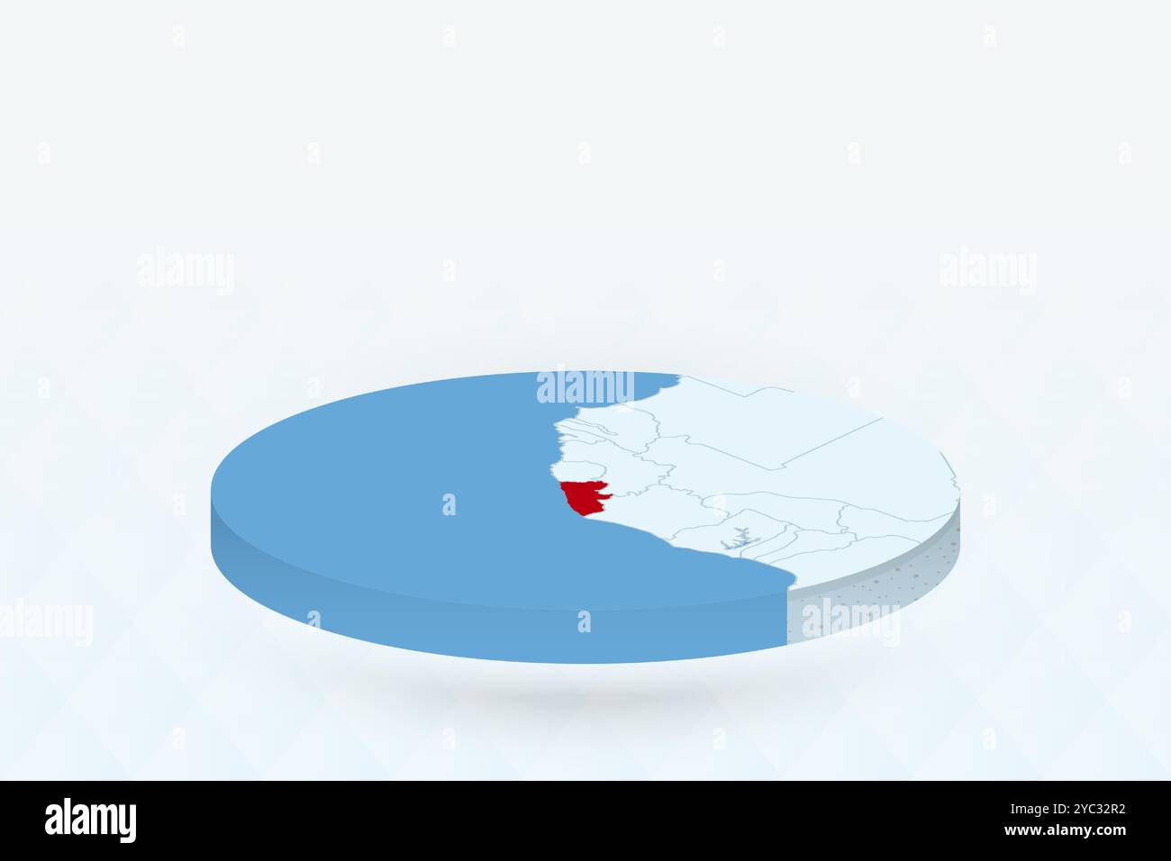 3D Isometric Map Highlighting Liberia in Red. Vector illustration Stock ...