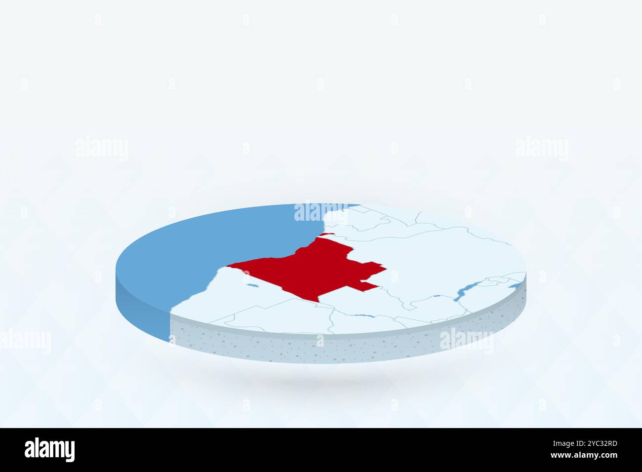 3D Isometric Map Highlighting Angola in Red. Vector illustration. Stock Vector