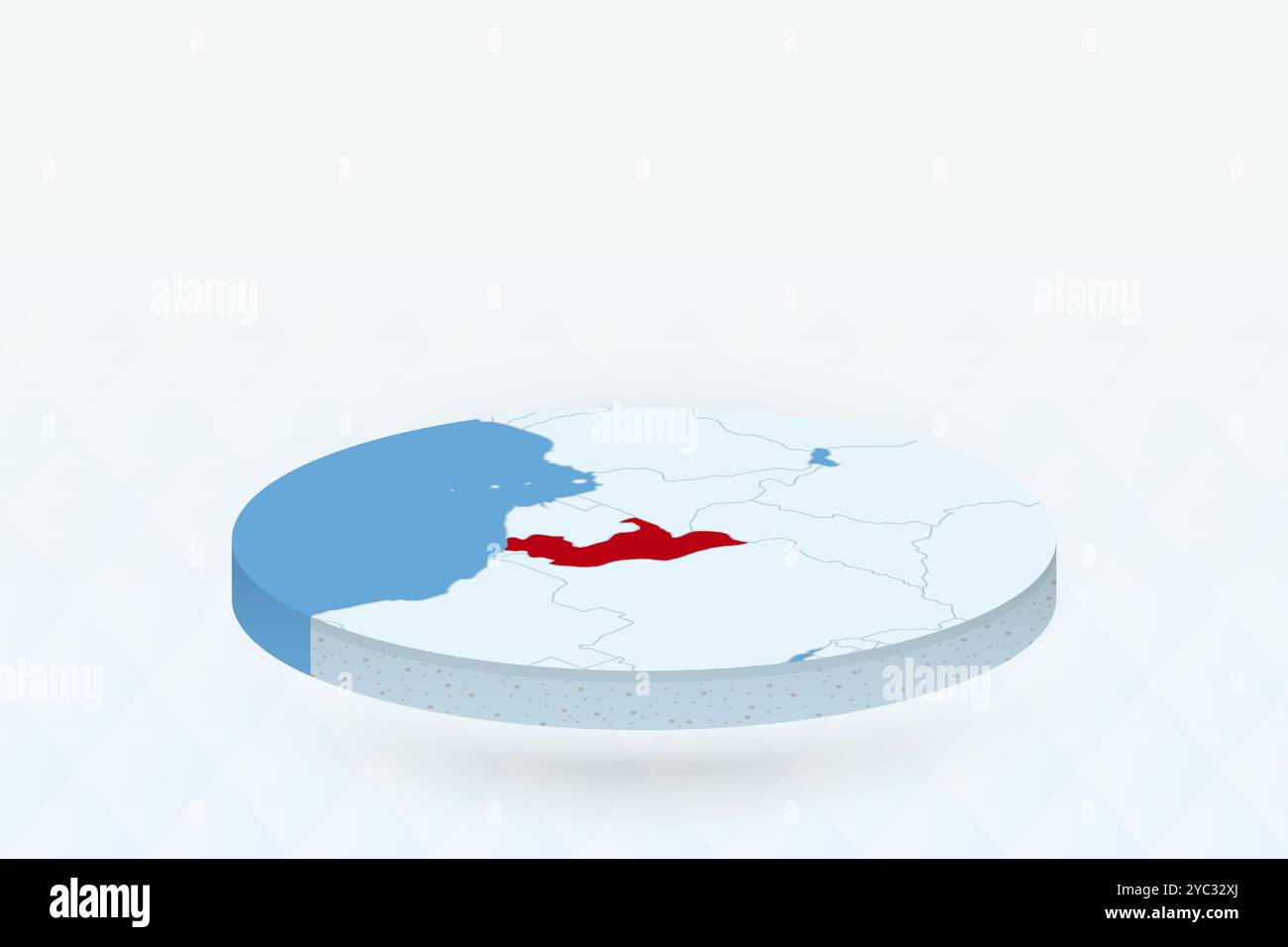3D Isometric Map Highlighting Congo in Red. Vector illustration Stock ...