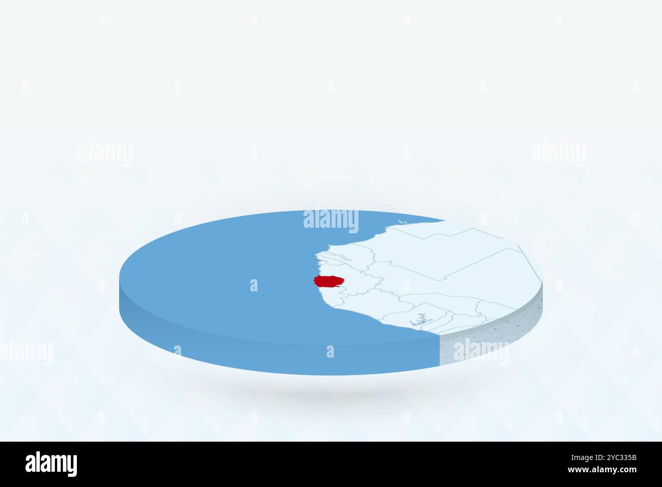 3D Isometric Map Highlighting Sierra Leone in Red. Vector illustration. Stock Vector