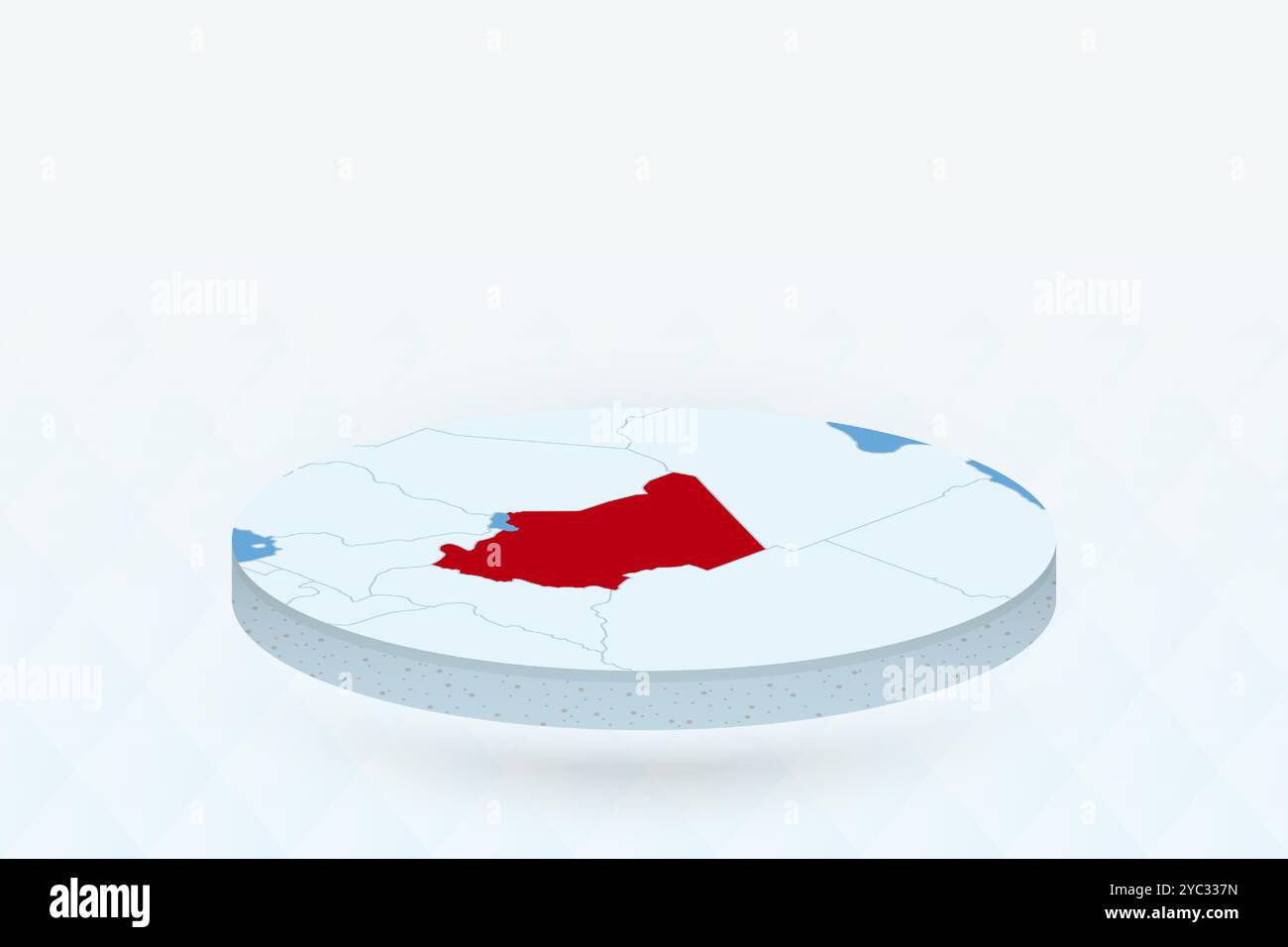3D Isometric Map Highlighting Chad in Red. Vector illustration Stock ...