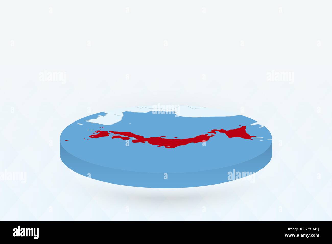 3D Isometric Map Highlighting Japan in Red. Vector illustration Stock ...