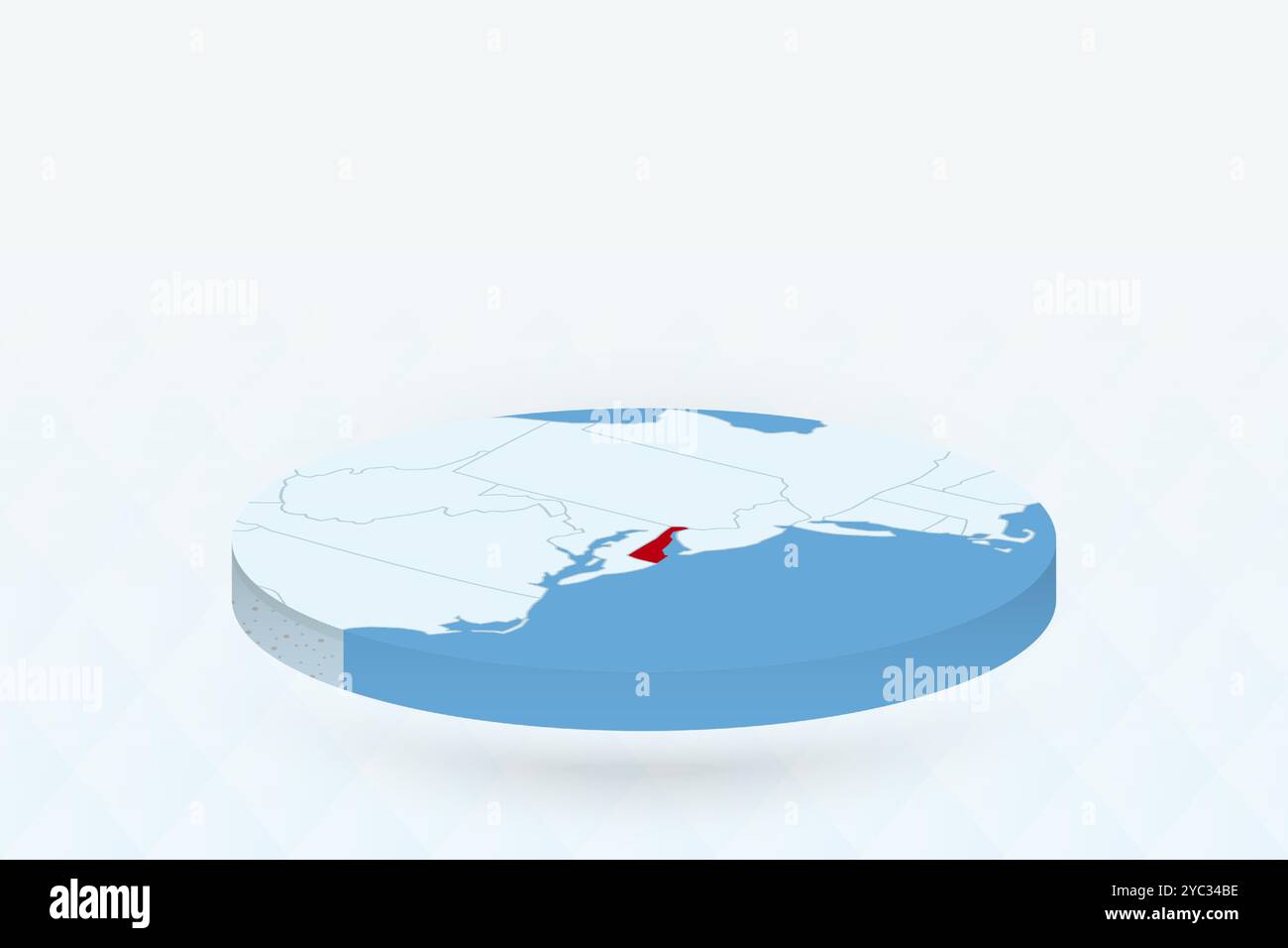 3D Isometric Map Highlighting Delaware in Red. Vector illustration ...
