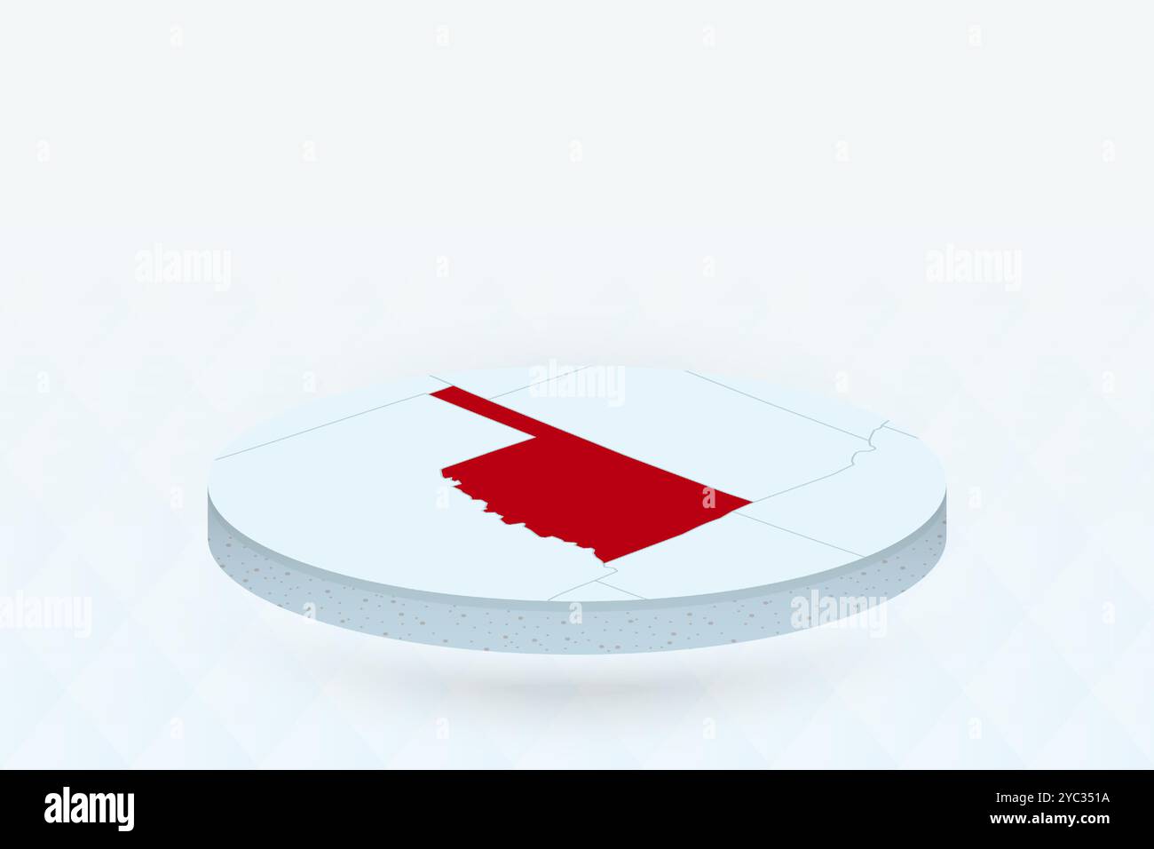 3D Isometric Map Highlighting Oklahoma in Red. Vector illustration ...