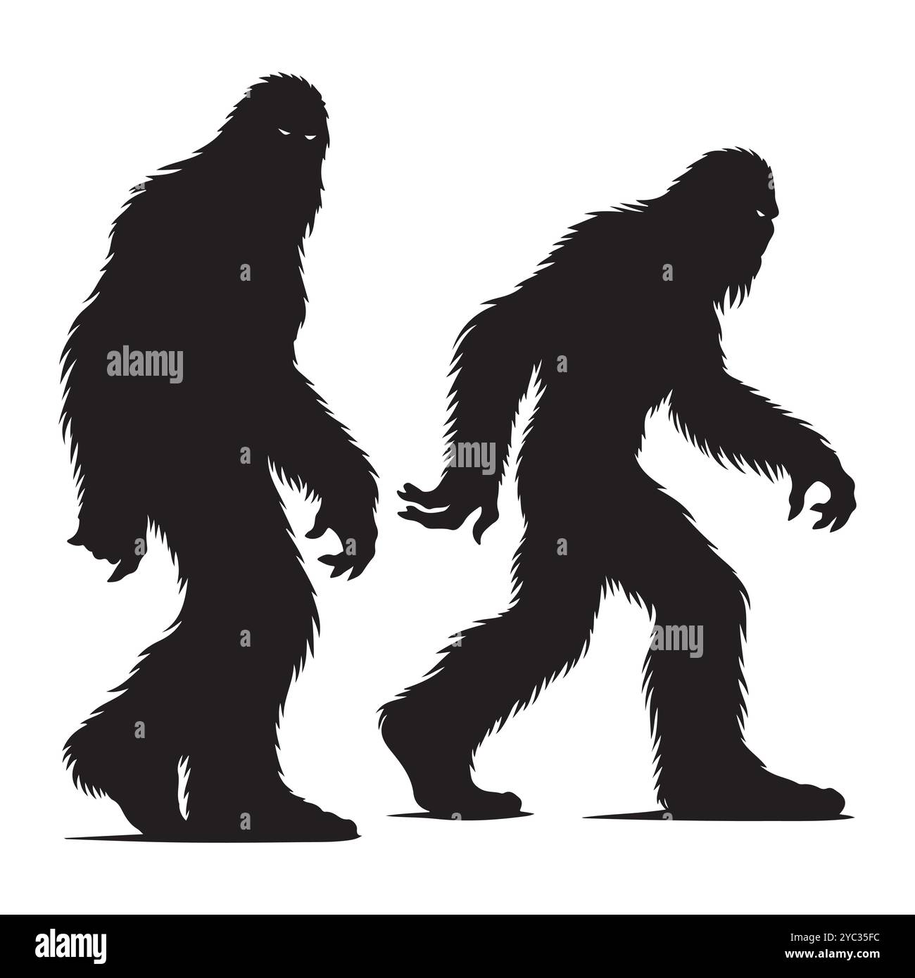 Sasquatch silhouettes isolated on a white background, Vector illustration. Stock Vector