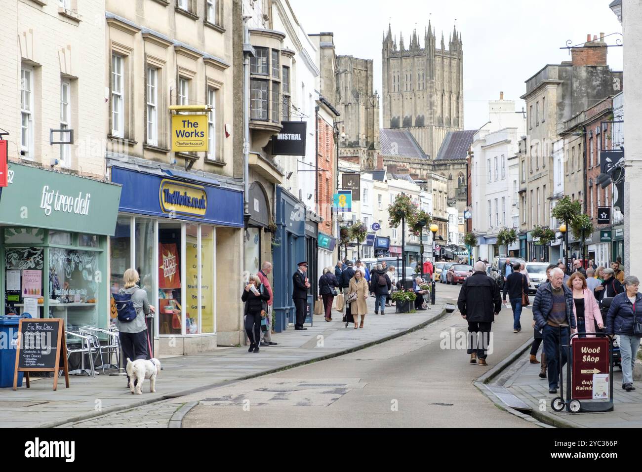 Wells is a small English city in Somerset UK Stock Photo