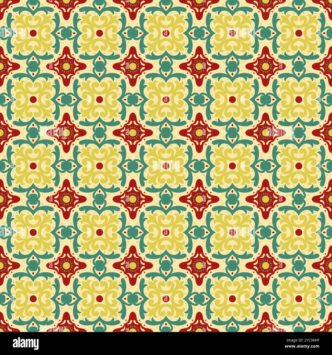 Tile Seamless Pattern Vector. Talavera Vintage Motif Patterns Stock Vector