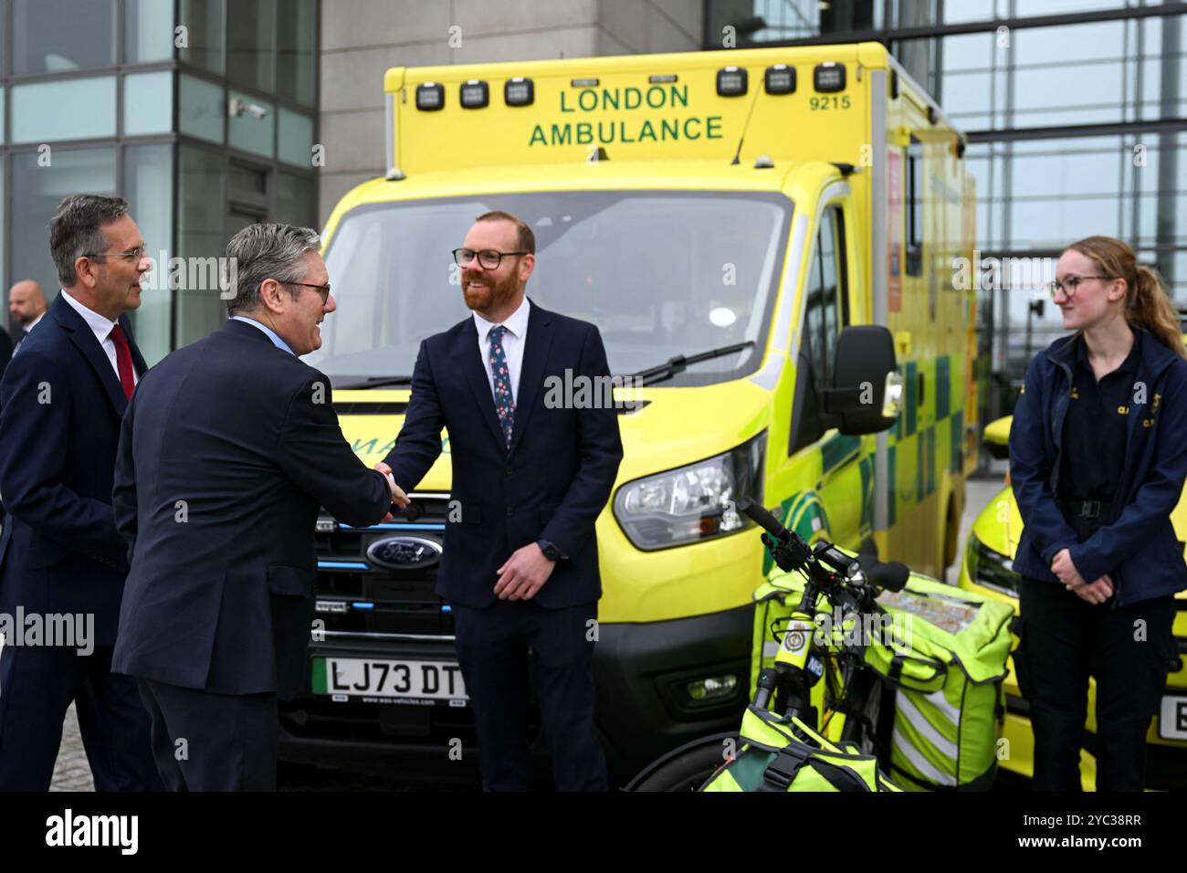 Keir Rutherford Prime Minister Sir Keir Starmer shakes hands with a member of London ...