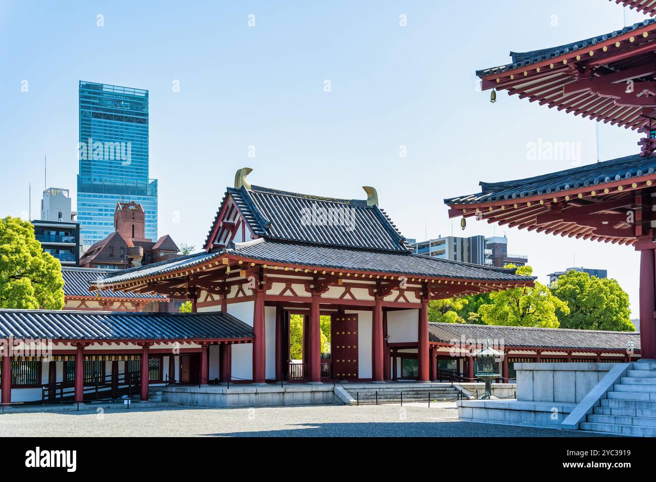 Shitennoji Buddhist temple complex located in Osaka, Japan. Traditional ...
