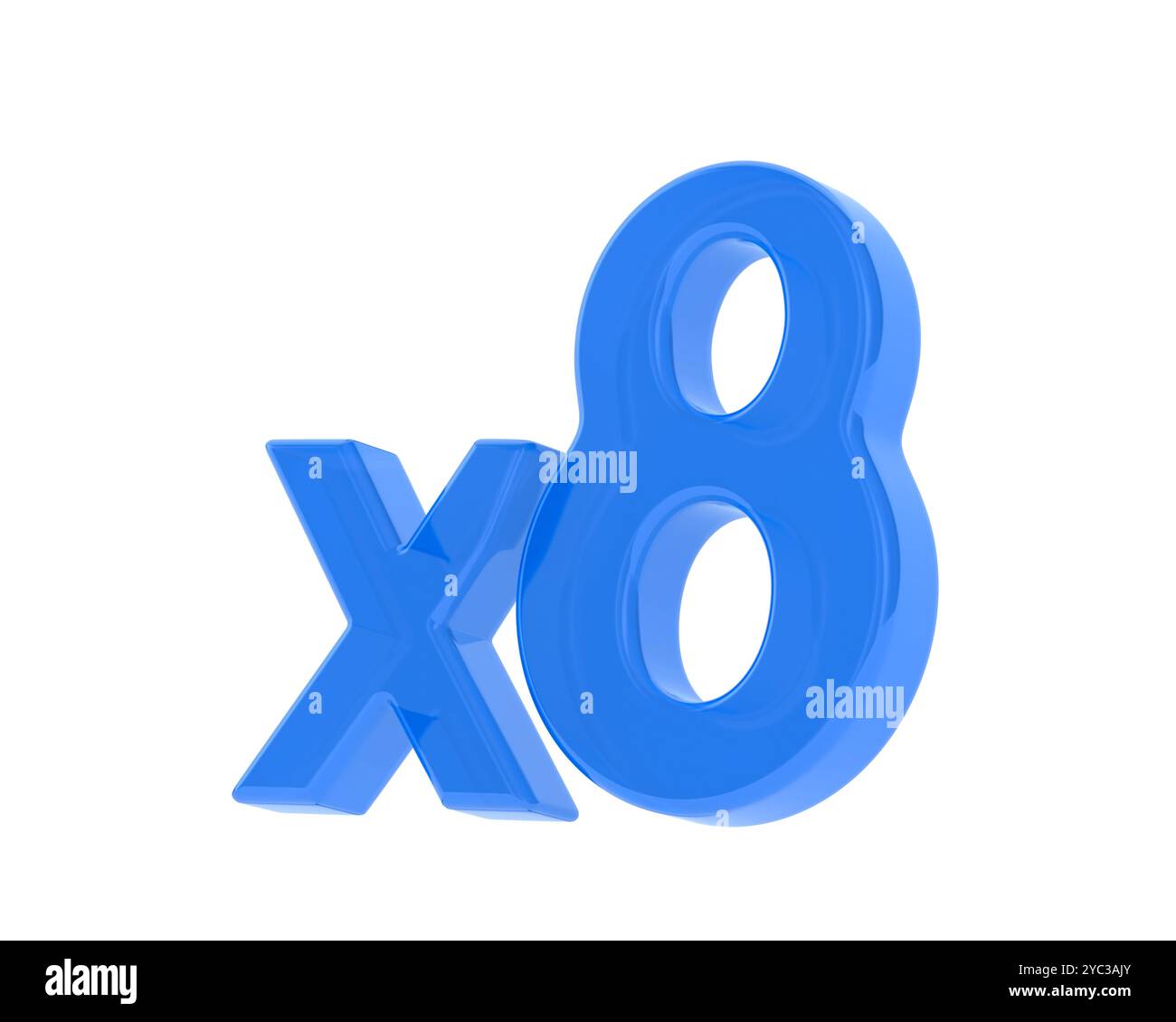 Blue x8 symbol on white background. Isolated 3d illustration Stock ...