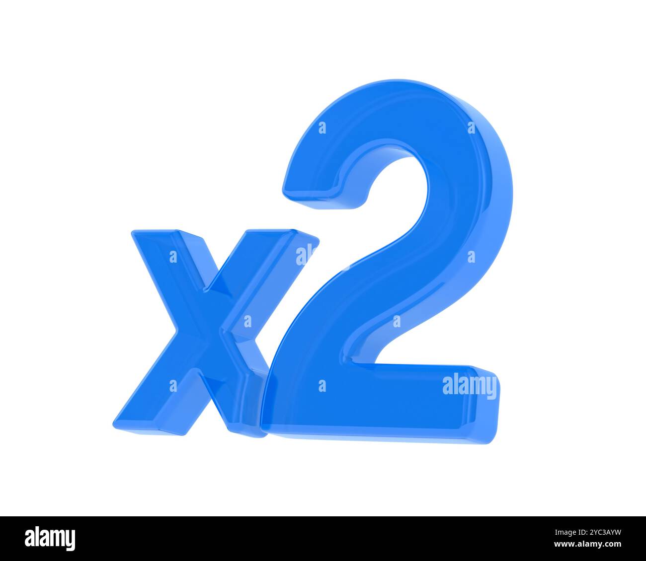 Blue x2 symbol on white background. Isolated 3d illustration Stock ...
