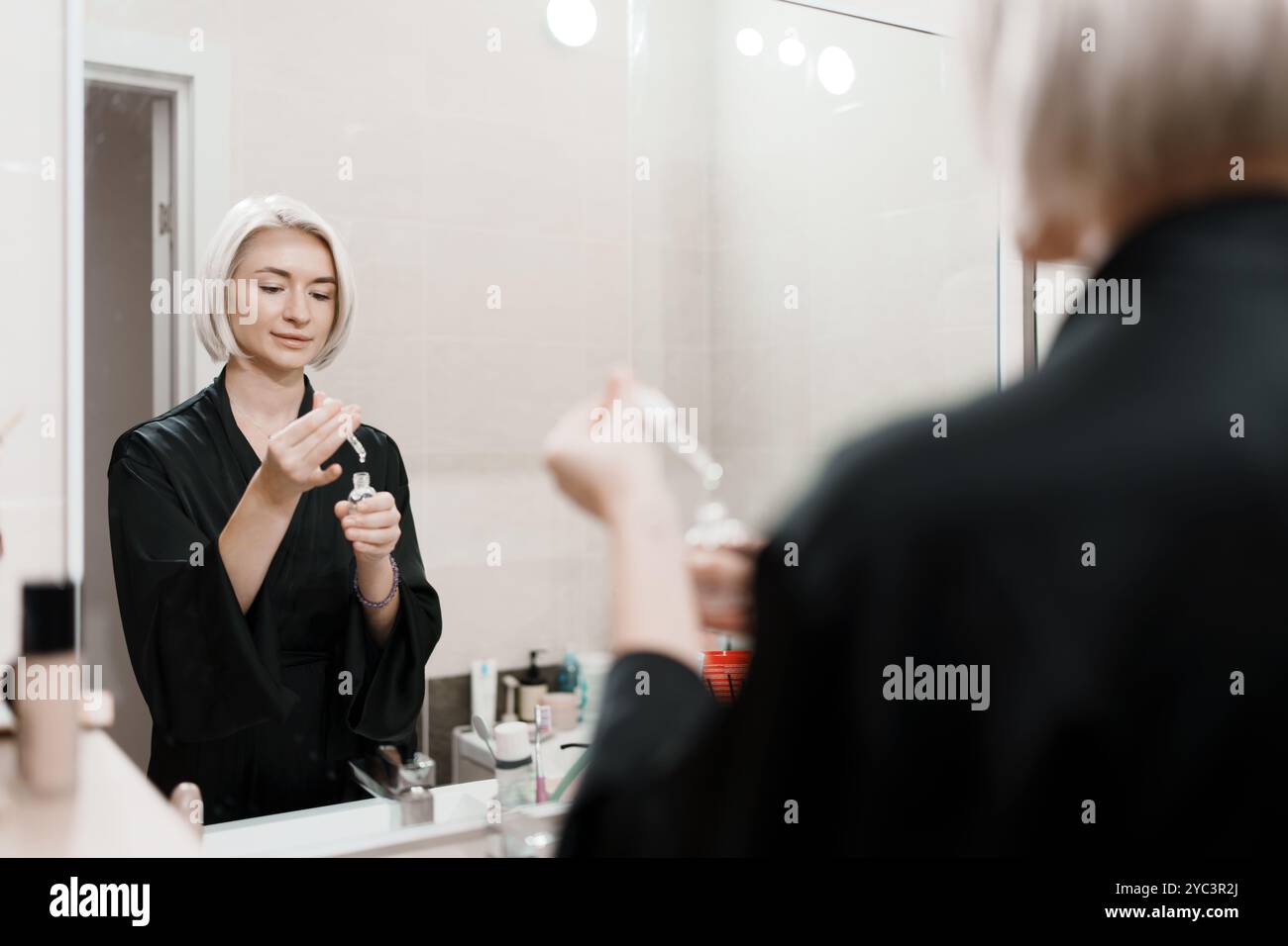 Skincare calm black woman hi-res stock photography and images - Alamy