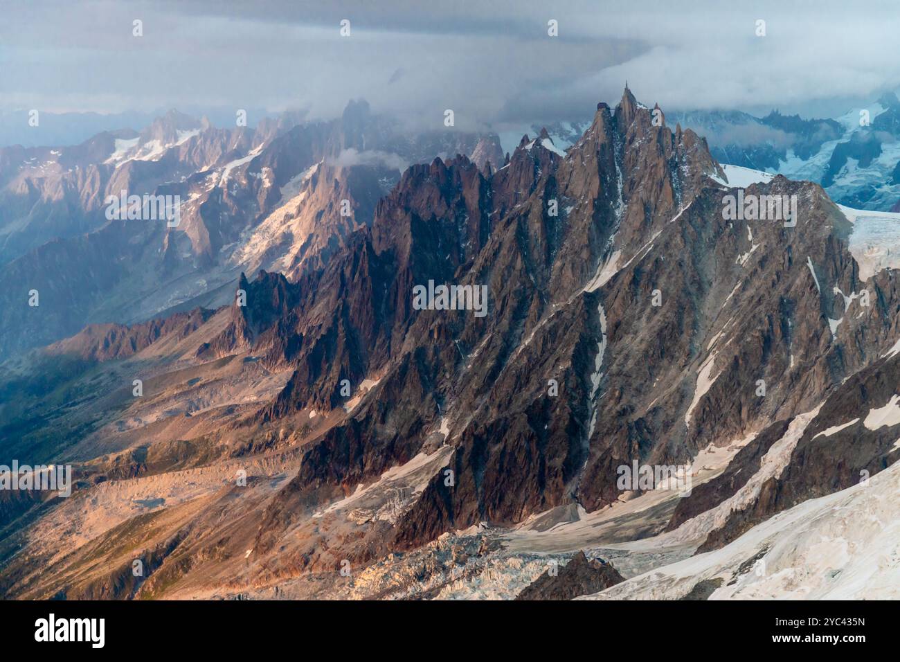 Aiguille du Midi peak in the french Alps, Mont Blanc massive mountain ...