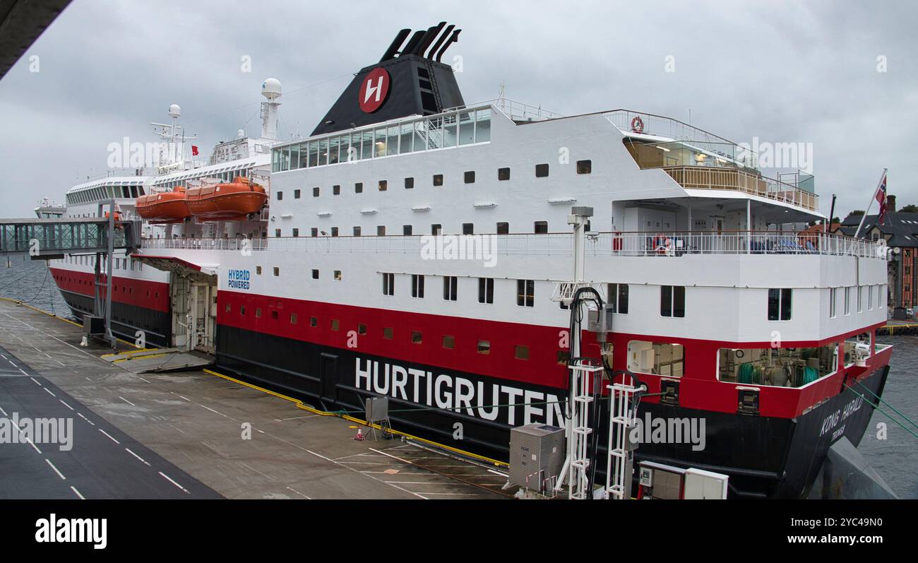 Bergen Norway 9th September 2024 The Kong Harald Flagship Of The Bergen Norway 9th September 2024 The Kong Harald Flagship Of The