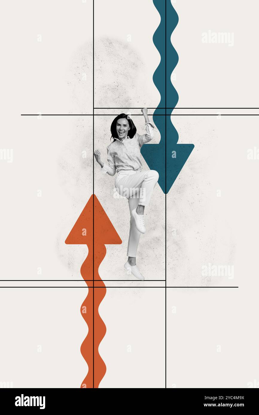 Composite artwork sketch image photo collage of grow business analyze ...