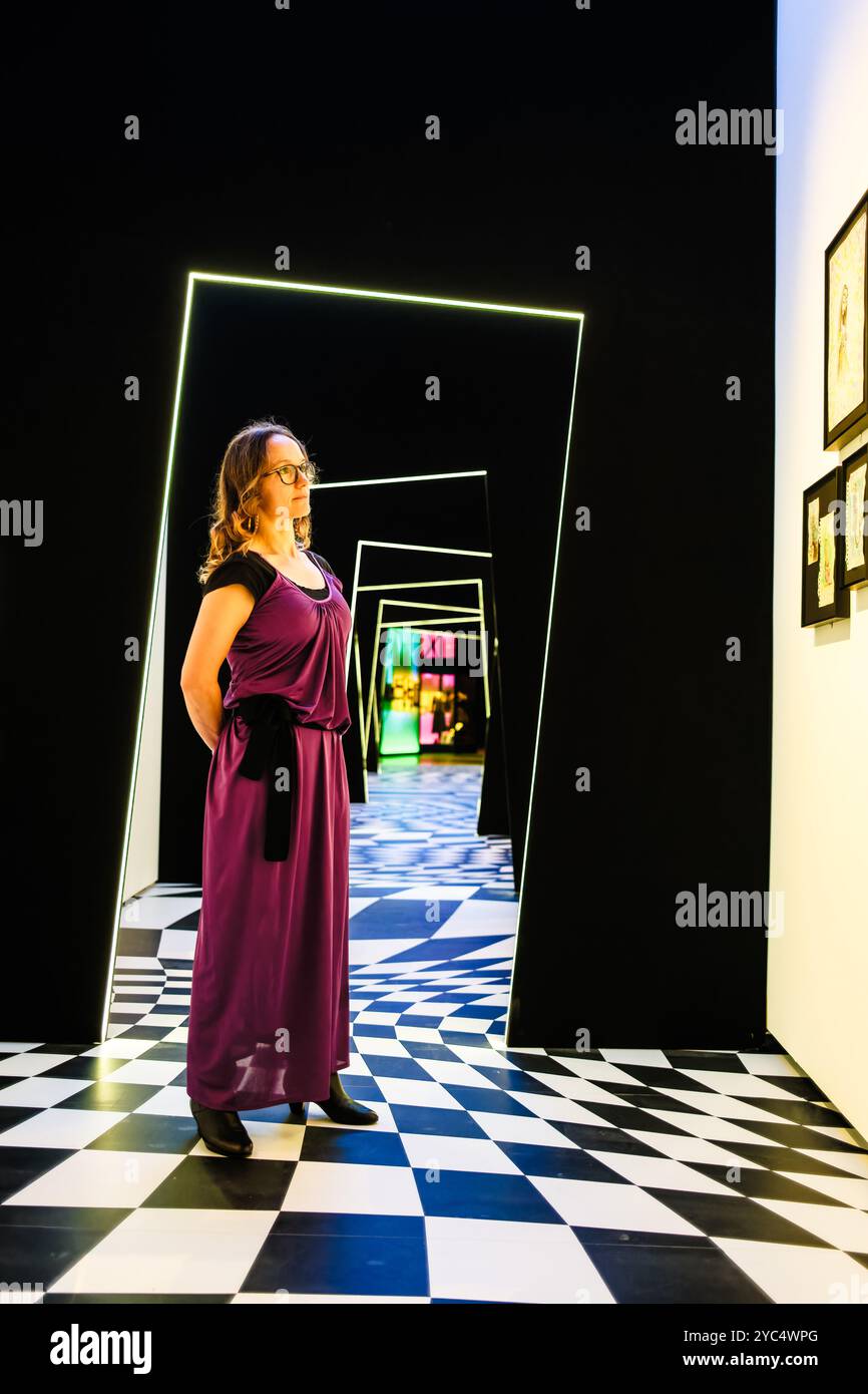 Artworks within a Tim Burton style tunnel photographed at the press ...